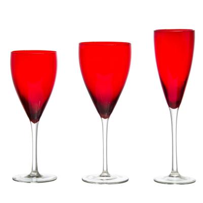 China Custom Cheap Personality Handmade Mouth Red Wine Glass Cup Goblet Wine Glass Swollen Elegant Glass Set For Wedding for sale