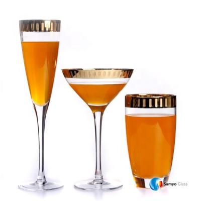 China New Classic/Postmodern Gold Rim Drinking Glass Manufacturers Drinking Glass Set for sale