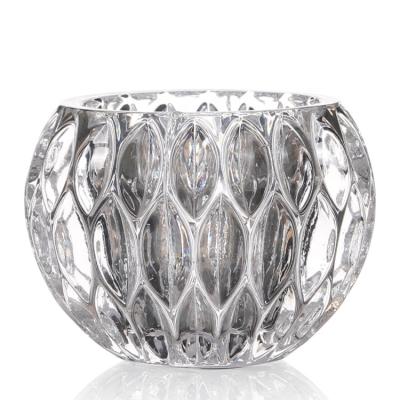 China Cheap Wholesale Handmade Crystal Candle Holders Round Tea Light Candle Holder For Home Decor Glass Candle Holder for sale