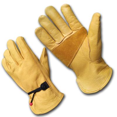 China Driving Best Selling Leather Cow Grain Drive Gloves Fashion Safety Yellow Gloves for sale