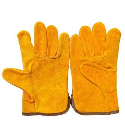 China Yellow Cow Training Split Leather Training Gloves Work Gloves Door Safety Gardening Gloves S M L XL No Lining for sale