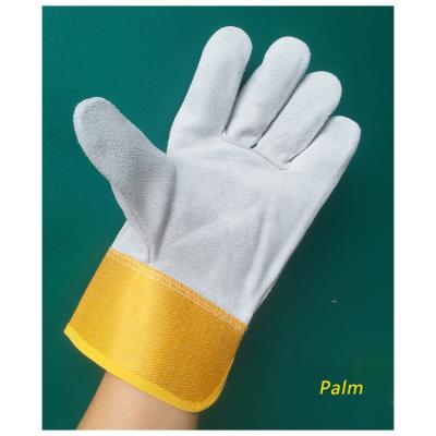 China New Design Industrial Welding Cow Split Safety Work Gloves Rigger Leather Gloves Welding Gloves Rubberized Cuffs for sale