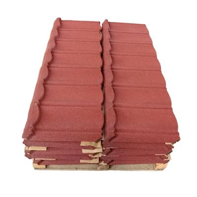 China Material 0.40mm, 0.42mm, 0.5mm construction building materials roofing coated shingle stone metal roof tile fabrication price for sale