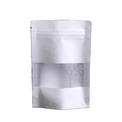 China Matte Custom Packaging Resealable Aseptic White Kraft Paper Stand Up Zip Lock Pouch Bags With Window for sale