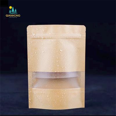 China Wholesale Custom Aseptic Stand Up Unprinted Paper Brown Kraft Zipper Pouch Bag With Clear Window for sale