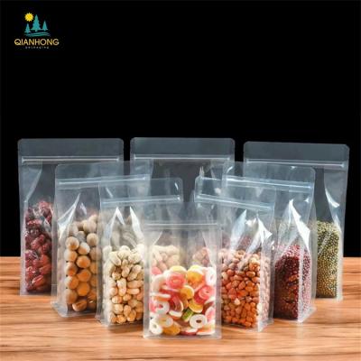 China Aseptic Octagon Plastic Transparent Sealed Bottom Square Pouches Self Seal BOPP/PE Dried Fruit Rice Food Sealed Bags for sale