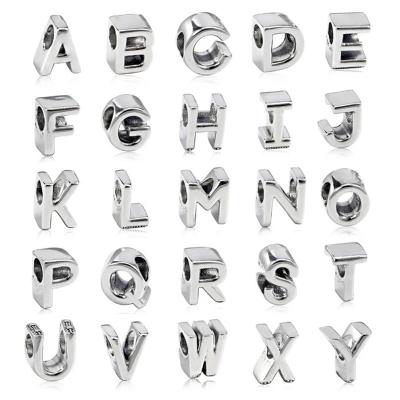 China New Fit Pandoraer FASHION Bangle Charms Jewelry Letter 26 Alphabet Charm Beads Silver Color Jewelry Berloque 2022 Gifts for sale