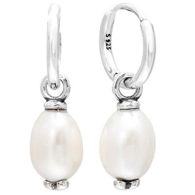 China 2021 Summer 925 Sterling Silver Jewelry Freshwater Cultured Romantic Baroque Pearl Circle Earrings For Women Girls Teen Brincos Gift for sale