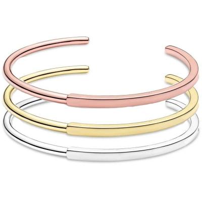 China TRENDY Original Rose Gold and Silver Logo Signature Crown O I-D Jewelry Bangle Bracelet Fit 925 Sterling Silver Bead Charm Diy Europe for sale