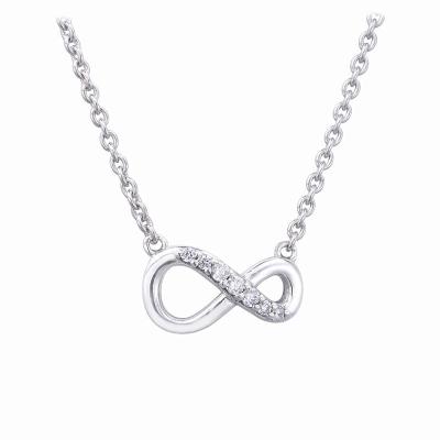 China Romantic Sparkle Infinity Necklace Women 925 Sterling Silver Clear CZ chain pendant necklaces shape jewelry accesorios muje for sale