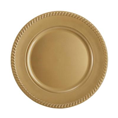 China Plastic Stocked 13 Inch Wedding Dinner Decorations Plates Gold Pearl Rim Wedding Charger Plates Wholesale Serving Dishes Dish for sale