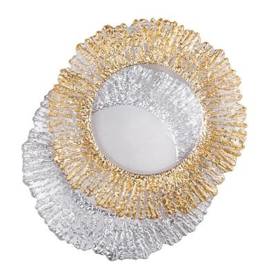 China 13 Inch Gold Stocked Luxury Charger Plates For Dinner Serving Dish Dish Wedding Gold Reef Acrylic Charger Plates Wedding for sale