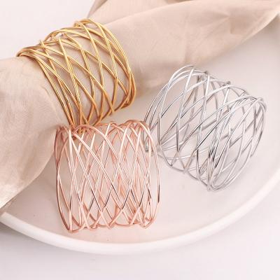 China Single Ring Mesh Gold Napkin Buckle New European Modern Metal Napkin Holder To Wedding Napkin Wholesale Decor Ring Holder for sale