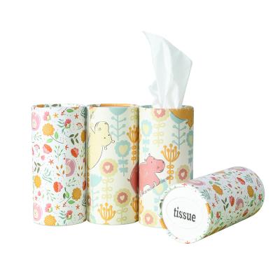 China High Quality Eco-friendly Car Round Tissue Box Custom Logo Round Cylinder Box Facial Tissue Tissue Tubes For Car Cup Holder for sale