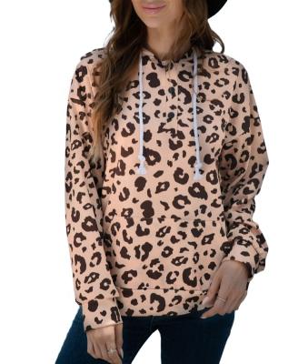 China Breathable High Quality Autumn Winter Factory Long Sleeve Leopard Printed Women Pocket Hoodie for sale