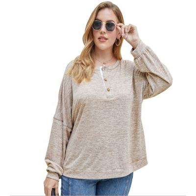 China hot sale Anti-wrinkle hot style plus size tees long sleeve casual loose T-shirts simple woman T-shirt for sale