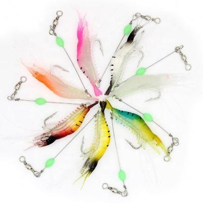 China Wholesale 9cm ABS Plastic Artificial Luminous Soft Plastic Lure Shrimp Lure With Hook Bait Soft Prawn Fishing Lure Bai for sale