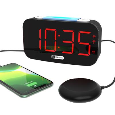 China LUMINOVA Shaker Vibration Alarm Clock Popular for Deaf People USB Alarm Clock Digital Night Fill Plastic Led Red Light Led Display for sale