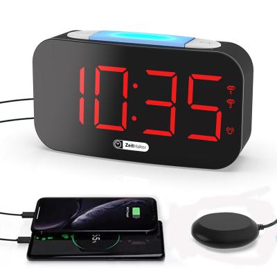 China Popular LUMINOVA Search Sonic Bomb Super Loud Usb Charging Clock 7 Color Shaker Digital Alarm Clock 90 DB Vibration Protection for sale