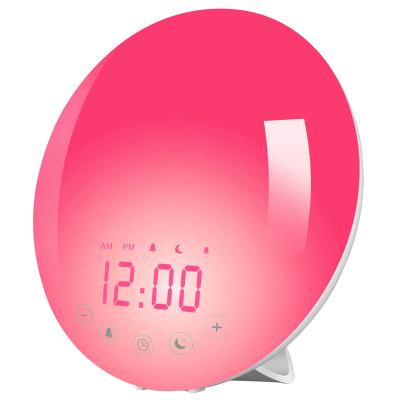 China Amazon 2020 Hot Colorful Radio Night Light Fm Radio Alarm Clock Despertador Wake Up Light for sale