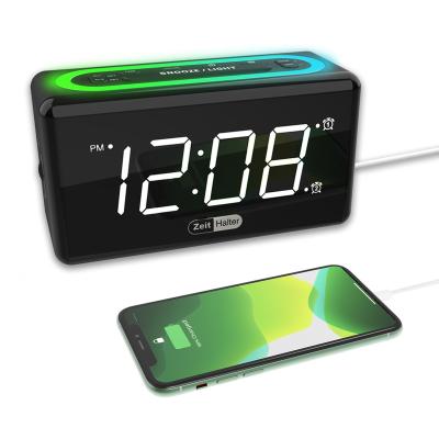 China New Travel LUMINOVA Desktop 7 Color Luminous Desk Digital Alarm Clock Colorful USB Charging Led Desktop Digital Alarm Clock Two Alarms for sale