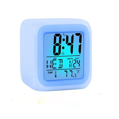 China Calendars Wholesale Glow Seven Colors Led Cube Digital Alarm Clock Available Cover In 7 Colors for sale