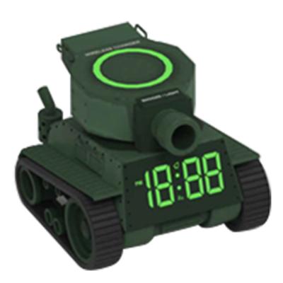 China Hot Selling LUMINOVA Unique Blue Truck Model Wireless Charging Lego Military Tanks Lcd Digital Clock Clock Children for sale