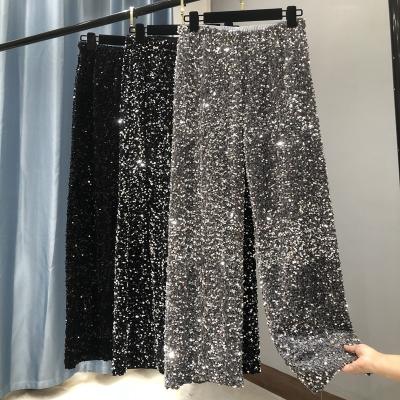 China Anti-pilling the NewFashion Gold&Relaxation of sparkle fashionable South Korean style women's Wide-legged plus size pants for sale