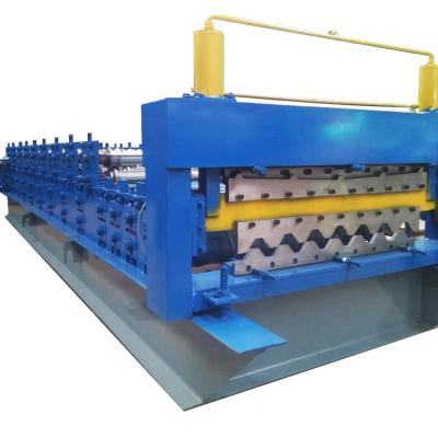 China Corrugated Sheet Double Layer Roll Forming Machine Colored Steel Hydraulic Cutting for sale