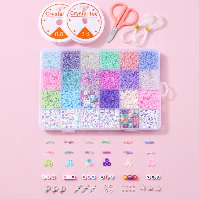 China Environmental Friendly Wholesale 24 Grids Round Clay Beads Letter Spacer Beads Kit For DIY Jewelry Making Mini Glass Seed Beads Set for sale