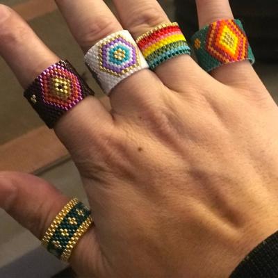 China Fashion Ring European and American Style Rice Bead Ring Environmentally Friendly Bohemian Hand - Woven Jewelry Ring for sale