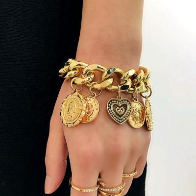 China 2022 Vintage Thick Adjustable Fancy Stainless Steel CIA Hyperbola Chain Bracelet Chain Bracelet For Girls for sale