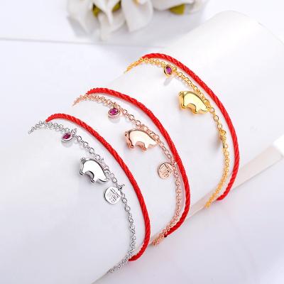 China 2022 CLASSIC Korea Fashion Pig Red Rope Bracelet With Crystal Golden Weaving Zodiac Rope Bracelet for sale