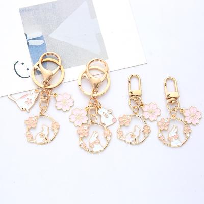 China Wholesale Environmentally Friendly Cute Animal Key Chain Metal Shape Cat Keychain Bow Tie Rabbit Key Chain for sale