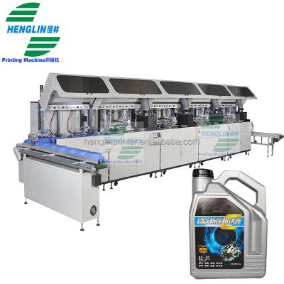 China Garment Shops Multi Color Plastic Flat Jerry Can Lubricated Oil bottle Full Automatic UV Screen Printing Machine for sale