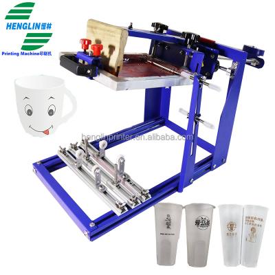 China Garment Shops Manual Silk screen printing Manual Cylindrical Screen Printing machinePaper PP PET Ceramic Cups Mug Bottle Manual Screen Printer for sale