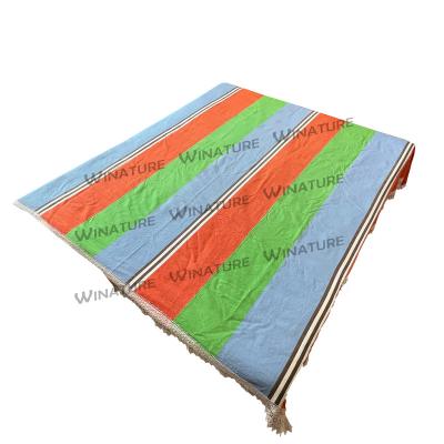 China Winature Anti-Static Customizable Machine Washable Orange Stripe Blue Green Pure Cotton Bed Sheet And Pillowcase Set King Size for sale