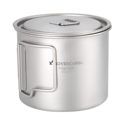 China Pure Titanium Cookware 550ml Titanium Ultralight Portable Pot Cup Making Titanium Coffee Mug With Lid for sale