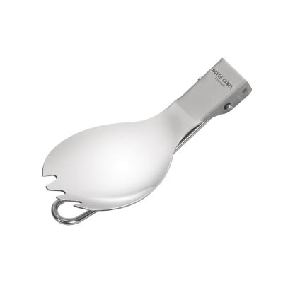 China Outdoor Equipment Hiking Camping Direct Sales Half-polished Titanium Folding Spork For Outdoor Camping for sale