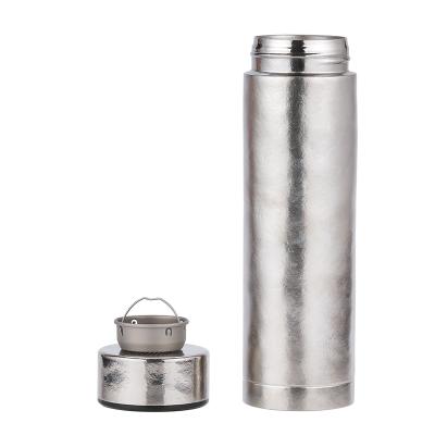 China PORTABLE Thermos Bottle Titanium Double Wall Thermal Mug Travel Mug Water Vacuum Mug With Gift Box 450ml Tea Infuser Ta8405 for sale