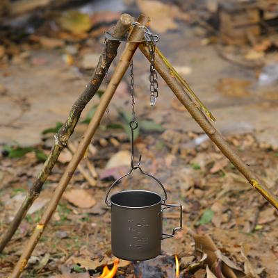 China Outdoor Camping Raising Portable Titanium Alloy Tripod Travel Bracket Outdoor Camping Raising Flexible Sandblasted Picnic Tripod BBQ Stand for sale