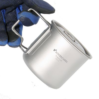 China Wholesale Pure Titanium Outdoor Camping Cup 350ml Ultralight Portable Cookware Pot Tea Or Coffee Mug With Lid For Picnic Backpack for sale