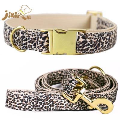 China Hot Sale Padded Leather Dog Collar Leash With Metal Hardwares for sale