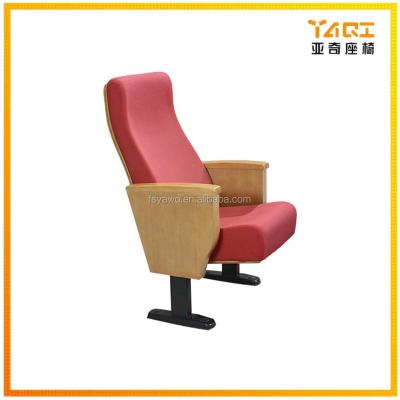 China New Design PANEL Push Back 2 Seats Folding Fabric Wood Armchairs Conference Room Seating Mobile Amphitheater Chair YA-01 for sale