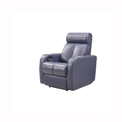 China Home Furniture Private Cinema Recliner Home Living Room Solid Wood Lazy Type Blue Leather Electric Sofa YA-6067 for sale