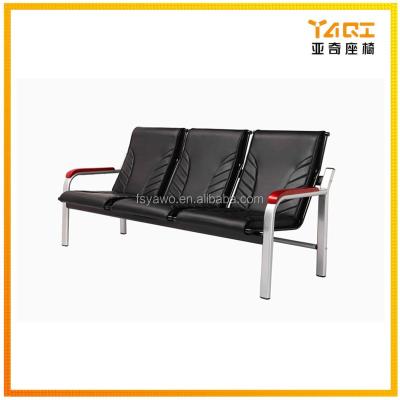 China 3 seater office sofa Foshan style furniture simple design metal iron sectional modern black leather office sofa YA-373 for sale