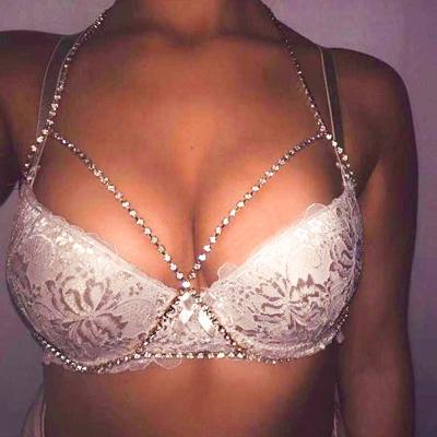 China Casual Sexy Crystal Rhinestone Body Chain For Women Bra Chest China Body Jewelry for sale