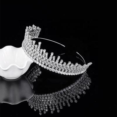 China Luxury Wedding Formal Custom European and American Crown Zircon Rhinestone Headband Headband Jewelry Headdress Hair Accessories for sale