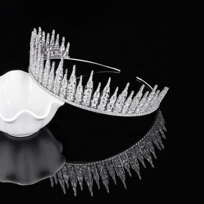 China 2022 Fashion High-end Luxury Wedding Queen Crown Jewelry Zircon Bridal Crown for sale