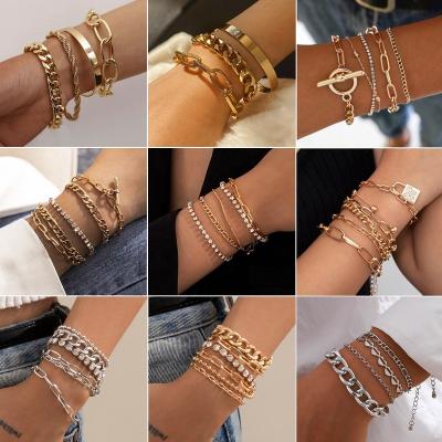 China Wholesale TRENDY fashion bracelet jewelry mix and match simple twist chain jewelry wire exaggerated set bracelet for sale